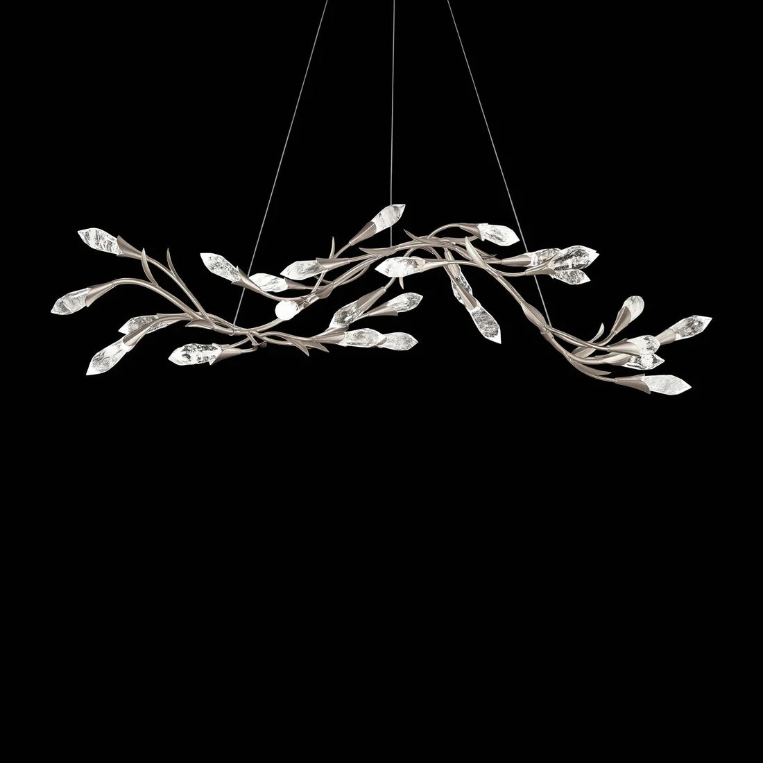 Modern Linear/Round Floral Branches Crystal Chandelier