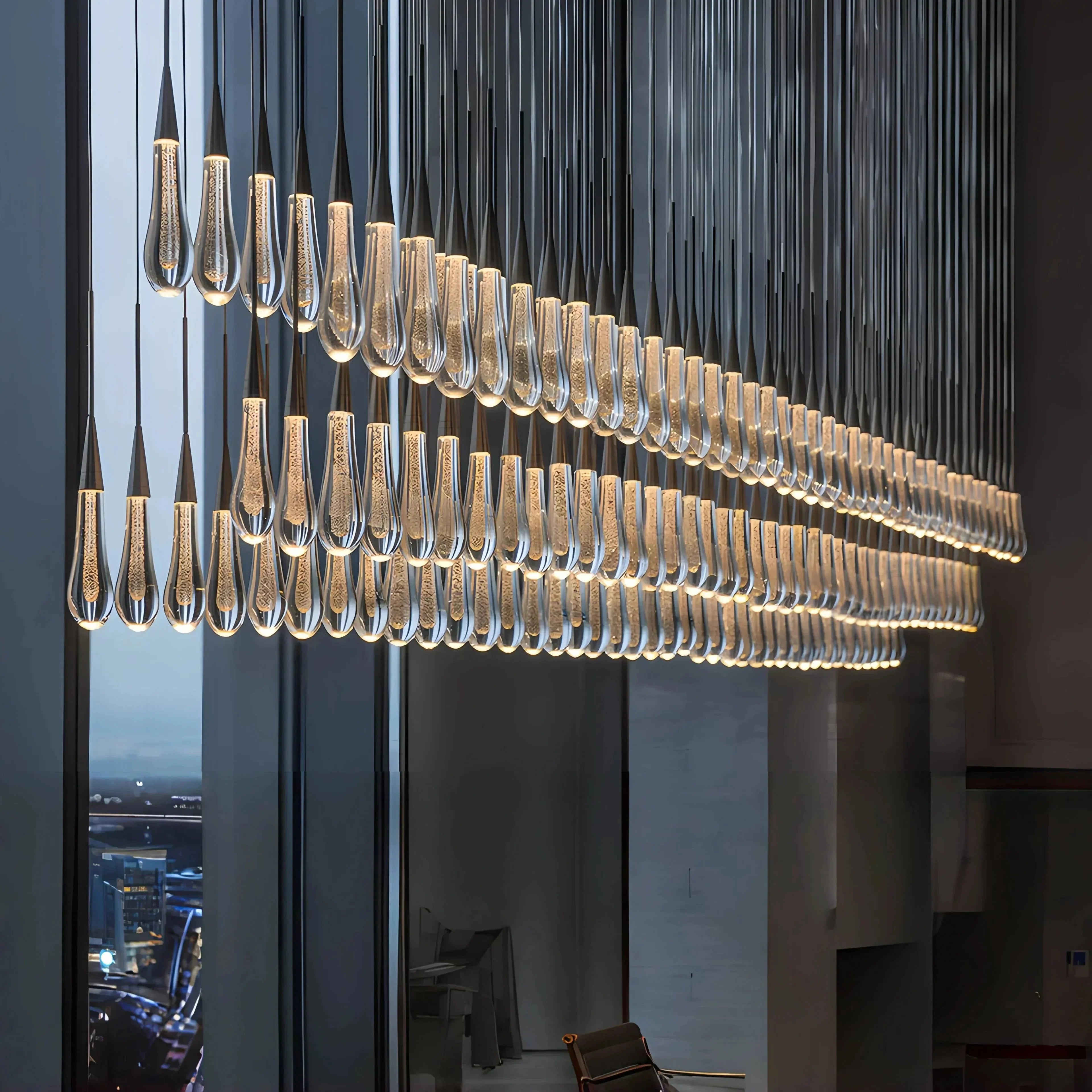 Soltaire Linear Chandelier - Raindrop Pendant Lighting