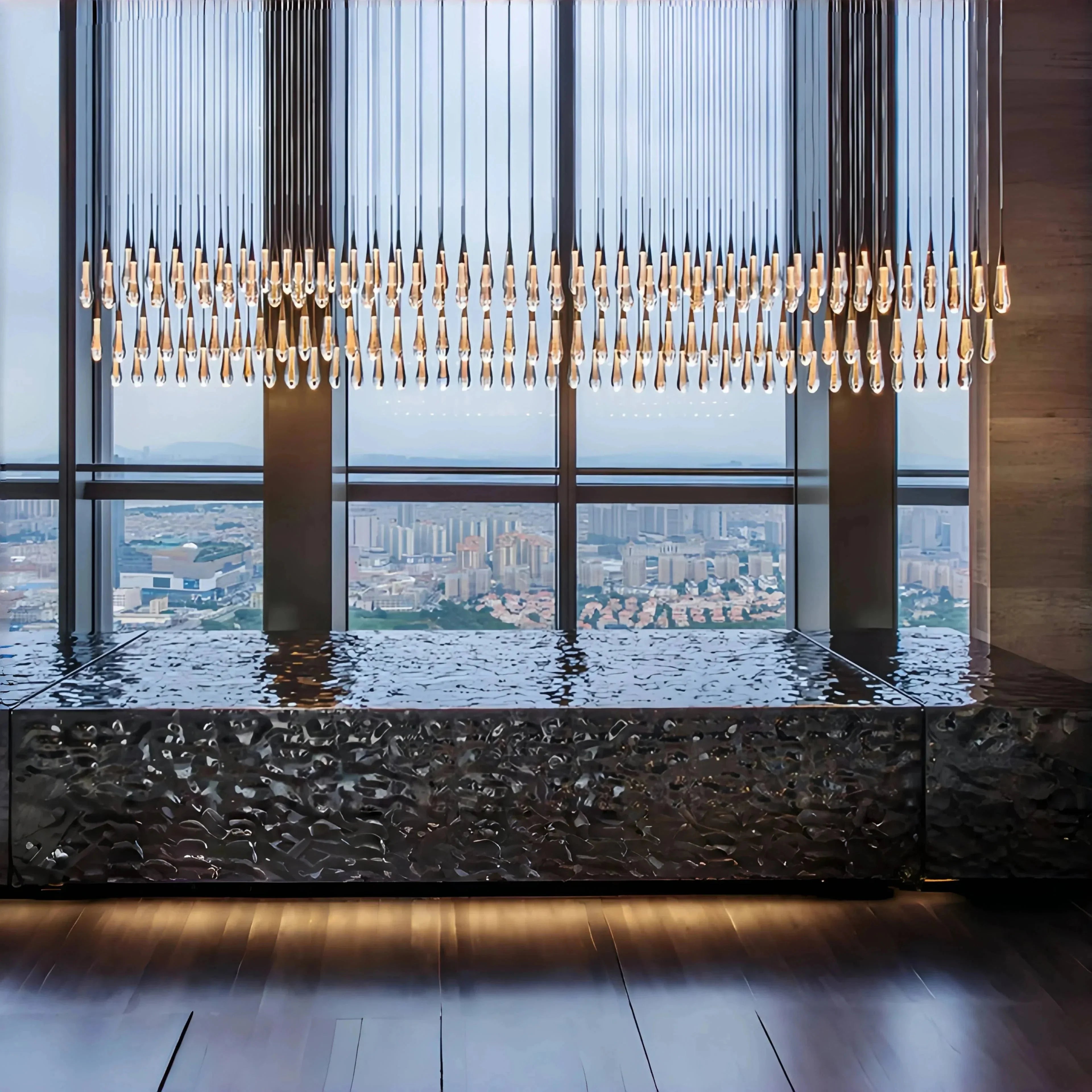 Soltaire Linear Chandelier - Raindrop Pendant Lighting