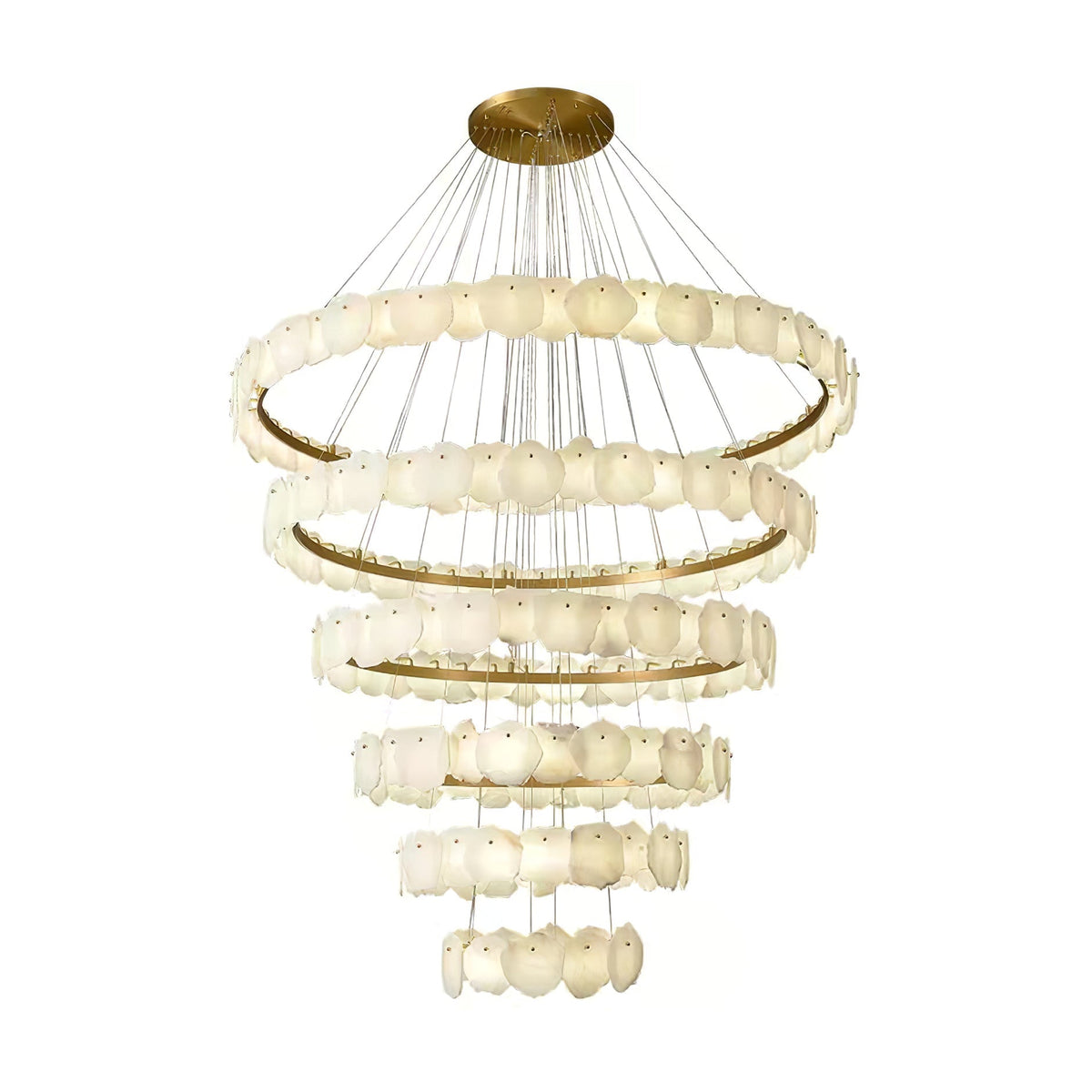 Spiral Alabaster Chandelier – Gold & White 4‑6 Layer Luxury Ceiling Light