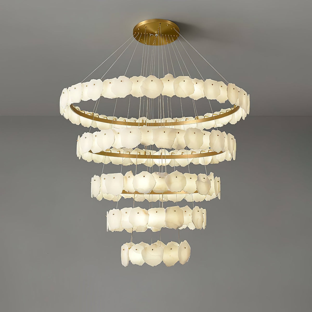 Spiral Alabaster Chandelier – Gold & White 4‑6 Layer Luxury Ceiling Light