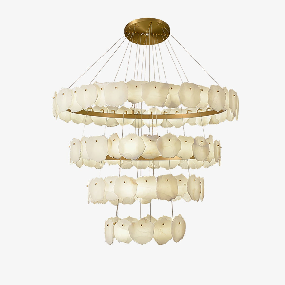 Spiral Alabaster Chandelier – Gold & White 4‑6 Layer Luxury Ceiling Light