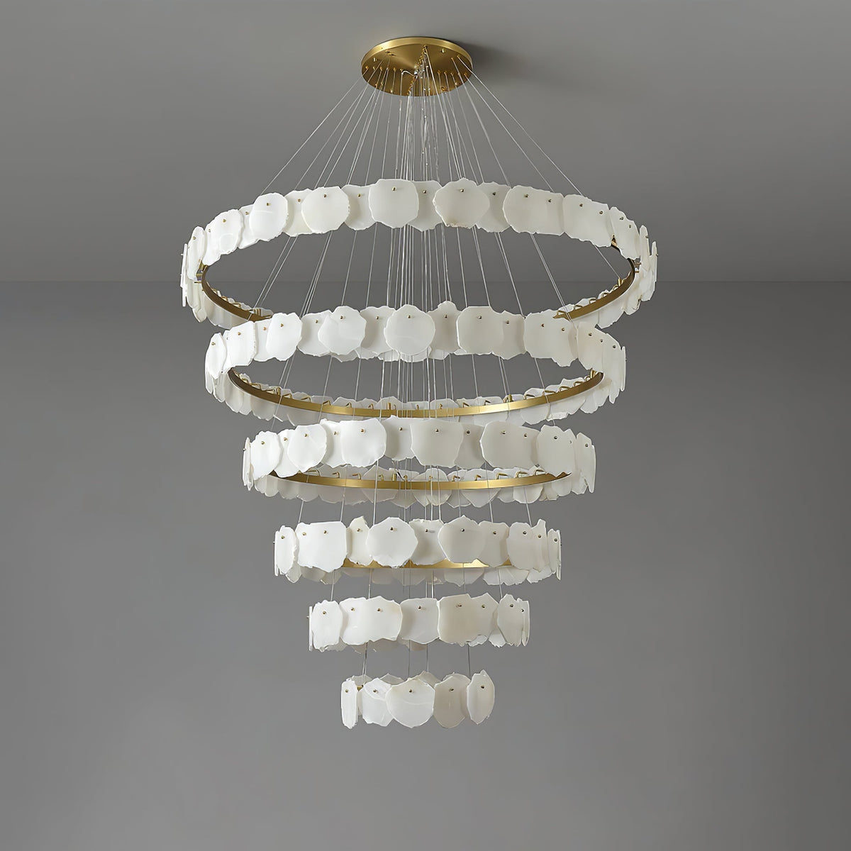 Spiral Alabaster Chandelier – Gold & White 4‑6 Layer Luxury Ceiling Light