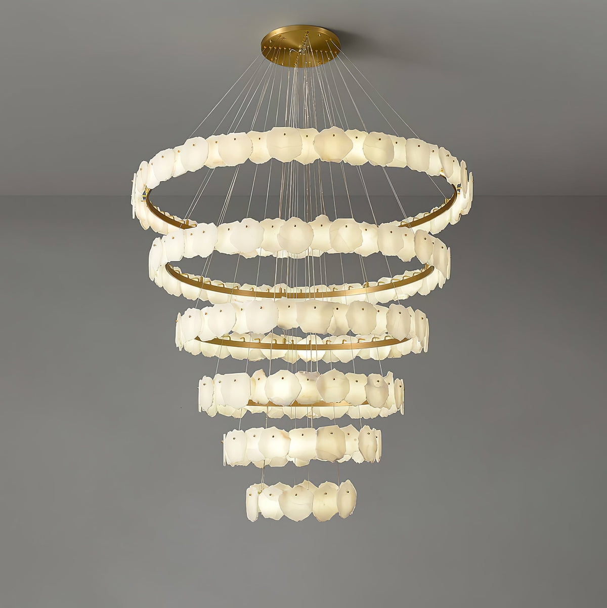 Spiral Alabaster Chandelier – Gold & White 4‑6 Layer Luxury Ceiling Light