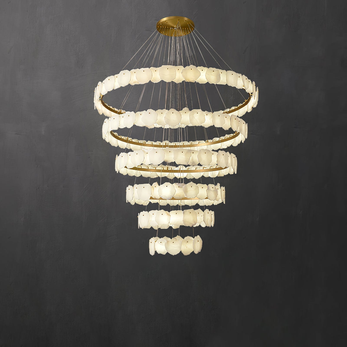 Spiral Alabaster Chandelier – Gold & White 4‑6 Layer Luxury Ceiling Light