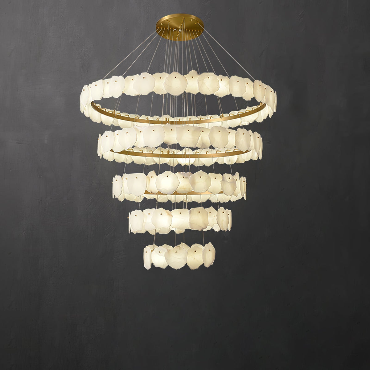 Spiral Alabaster Chandelier – Gold & White 4‑6 Layer Luxury Ceiling Light