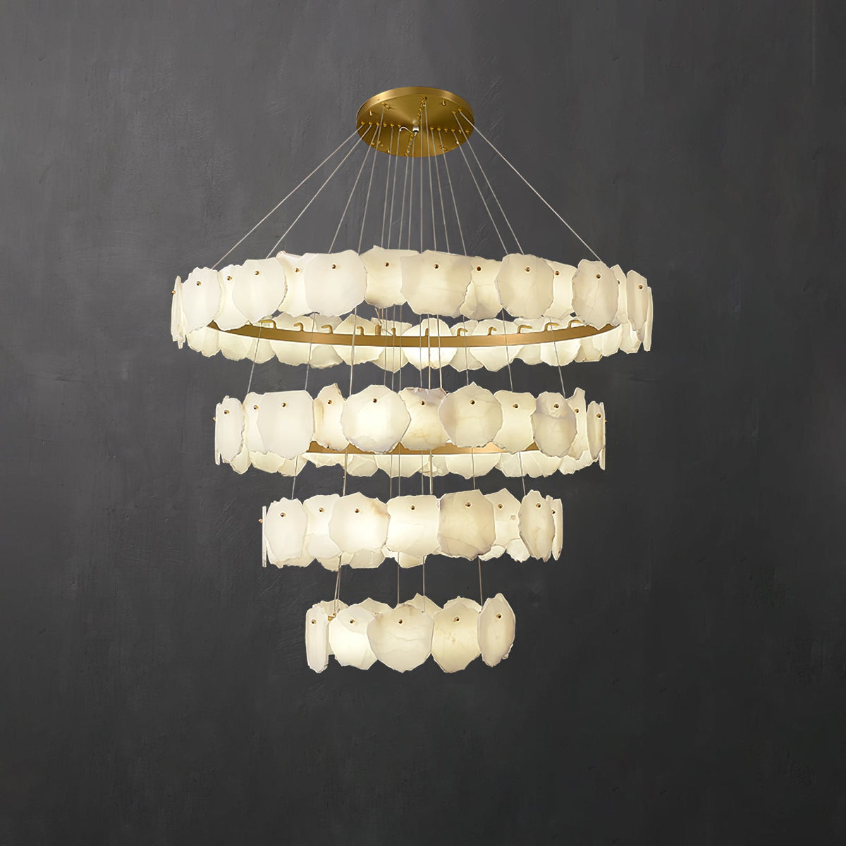Spiral Alabaster Chandelier – Gold & White 4‑6 Layer Luxury Ceiling Light