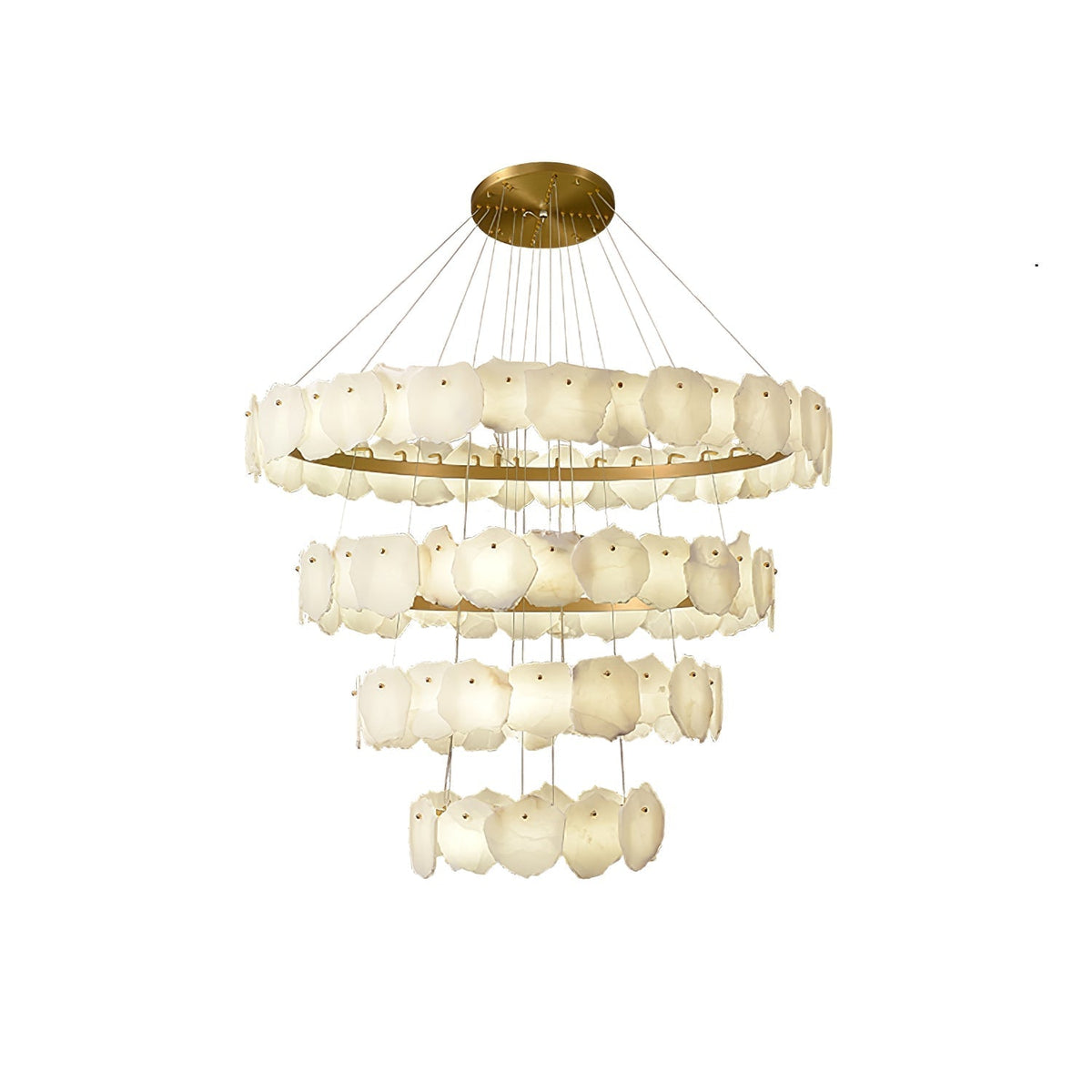 Spiral Alabaster Chandelier – Gold & White 4‑6 Layer Luxury Ceiling Light