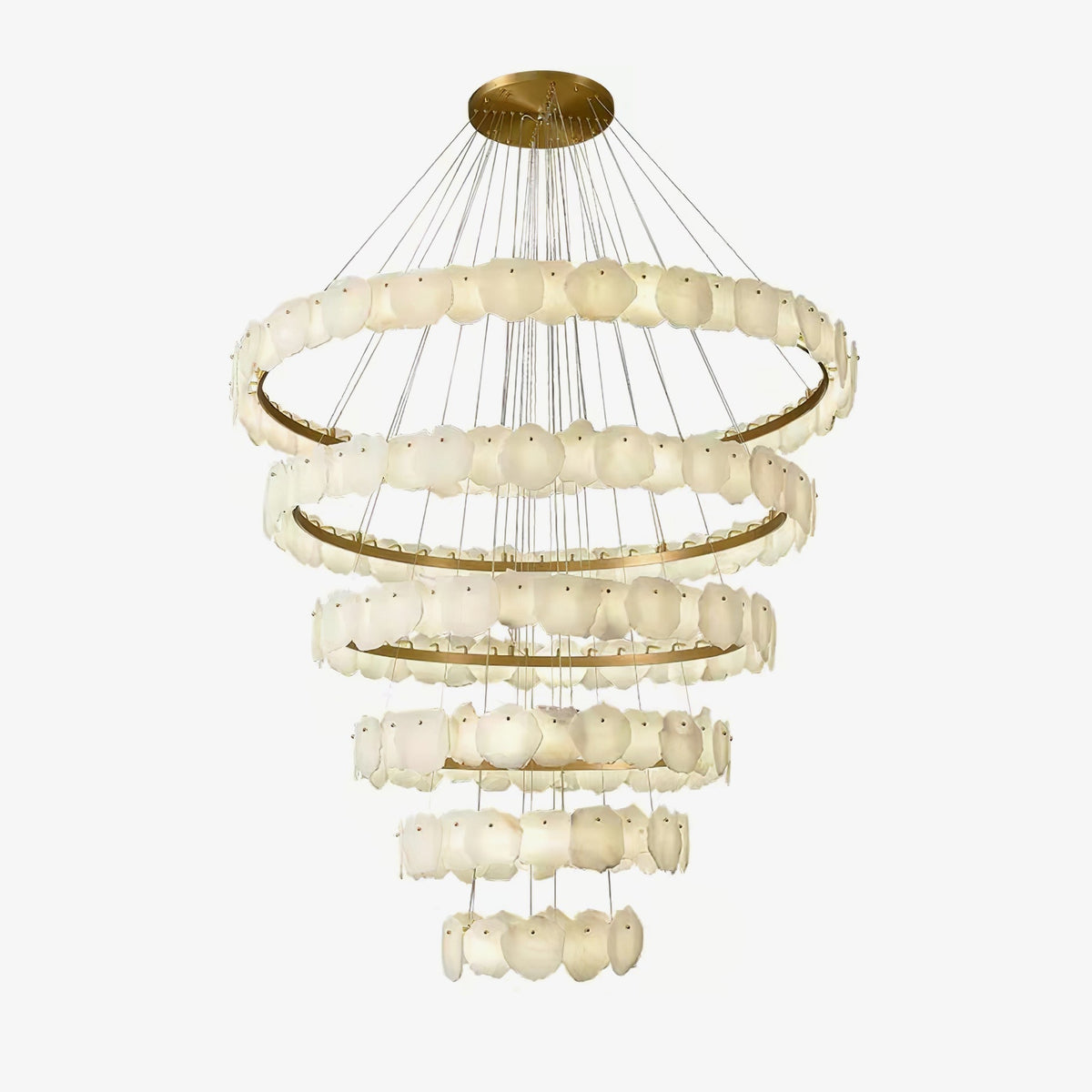 Spiral Alabaster Chandelier – Gold & White 4‑6 Layer Luxury Ceiling Light