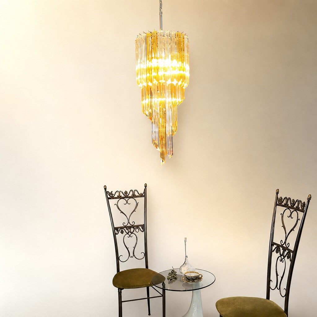 Spiral Prism Glass Chandelier