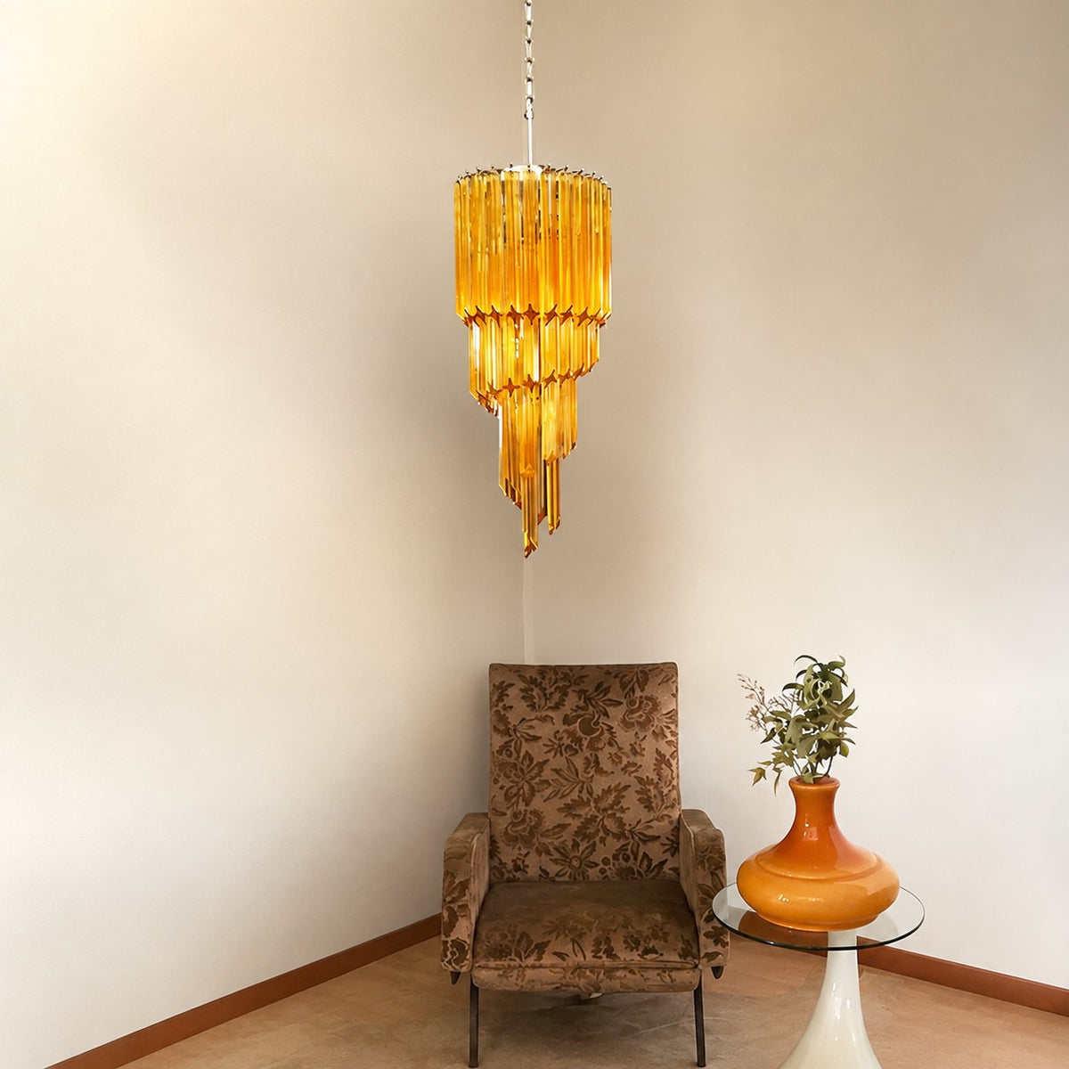 Spiral Prism Glass Chandelier
