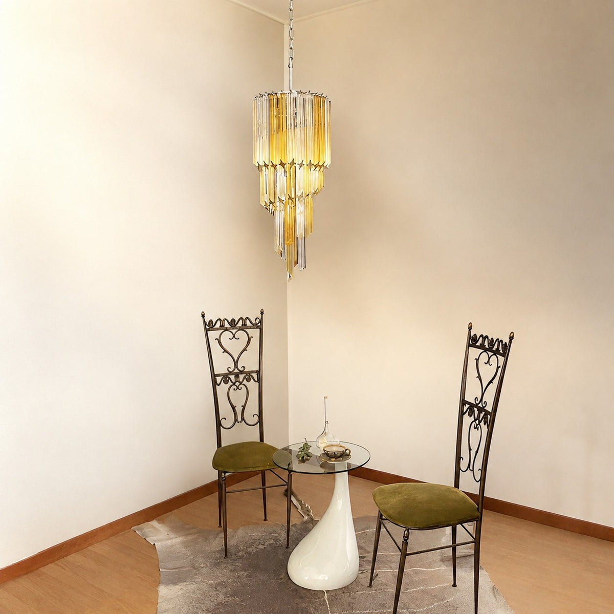 Spiral Prism Glass Chandelier