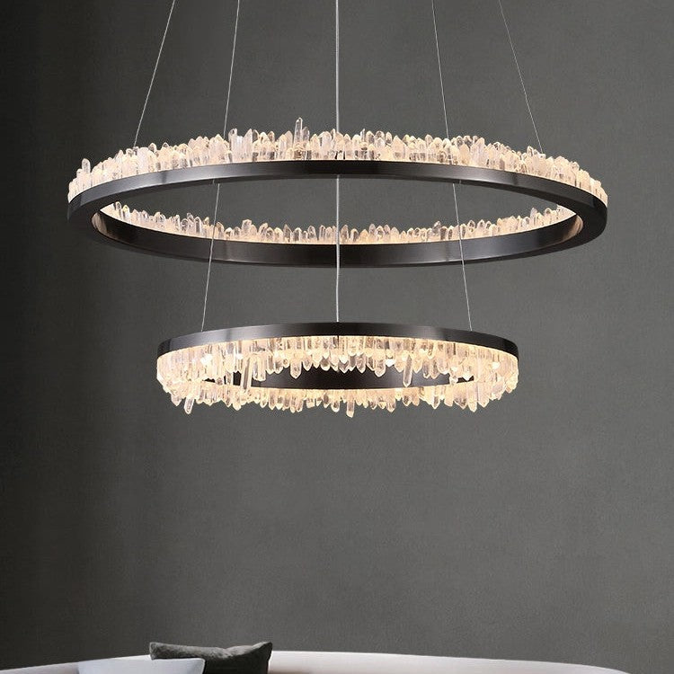 Minimalistic Crystal Quartz LED Chandelier