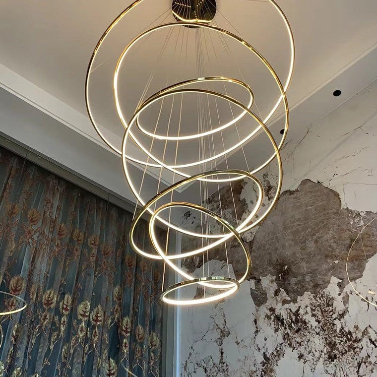 WOMO Large Tiered Ring LED Foyer Chandelier-WM2160