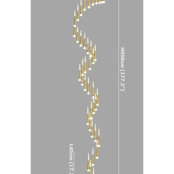 Denise Golden/Black LED Hanging Meteor Rain Staircase Chandelier