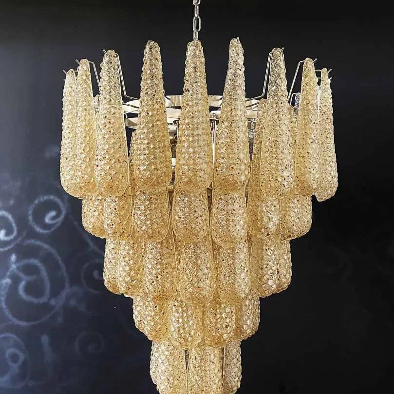Murano Chandelier – Drop – 75 glasses – Amber