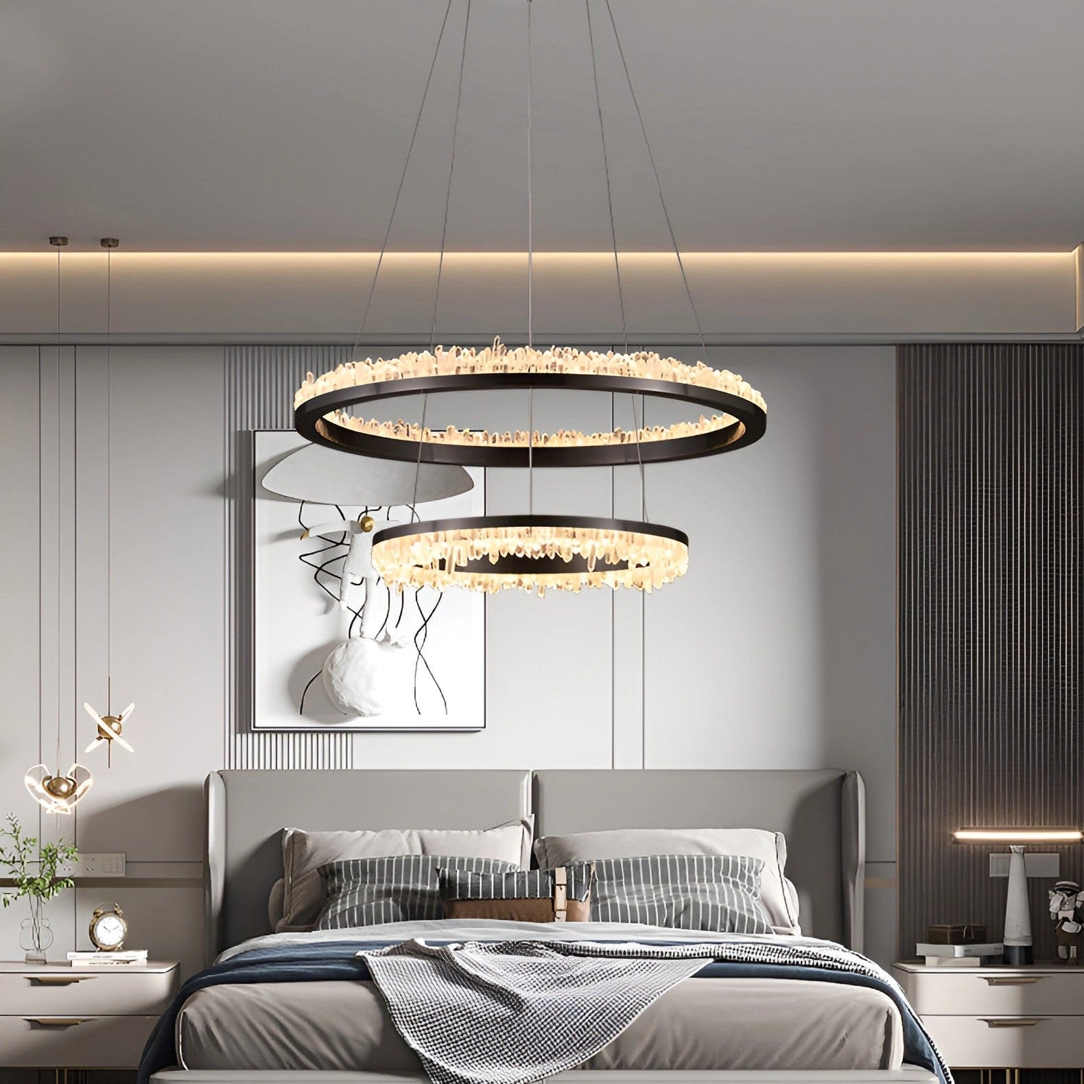 Minimalistic Crystal Quartz LED Chandelier