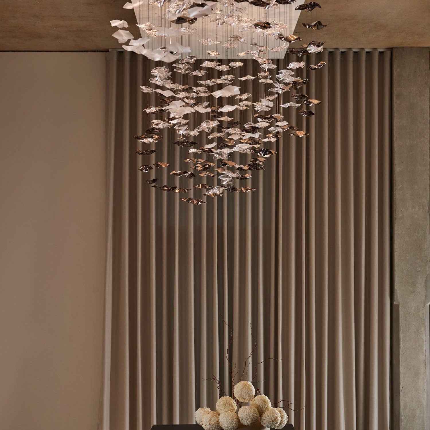 Calliope Coastal Sands Wave Glass Chandelier, Artisic Handmade Glass Chandelier