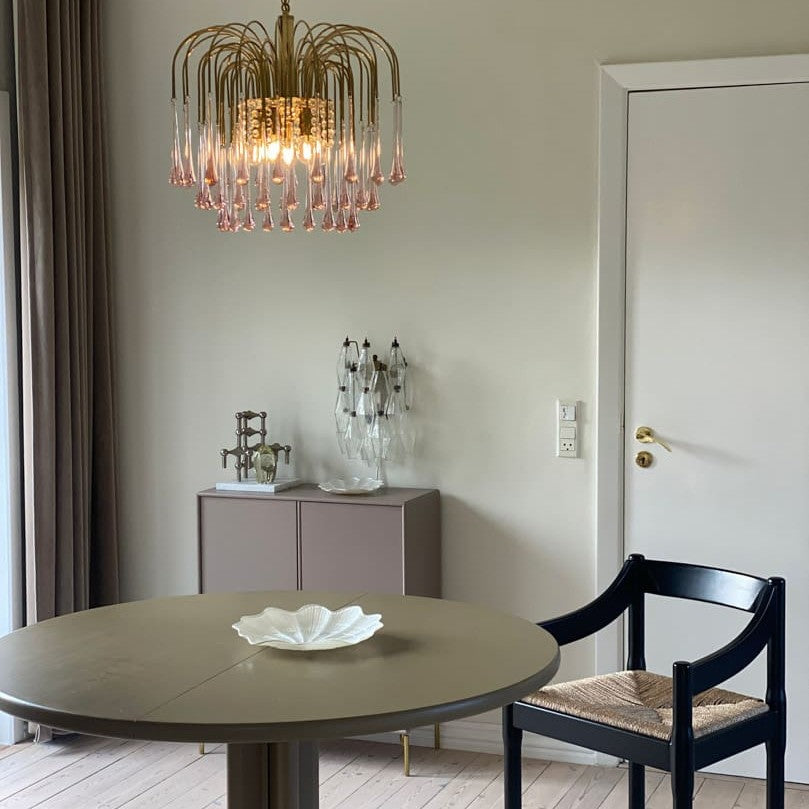 Vintage – Murano Teardrops Chandelier – 70s – Pink prisms