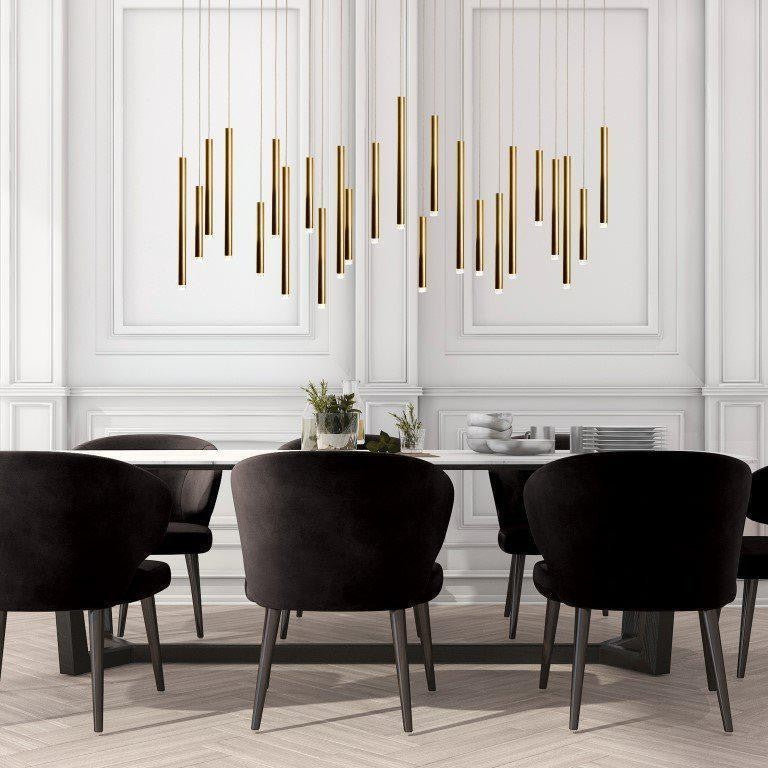 Bellini Rectangular Tri-Tone Tubular Pendant Light Chandelier