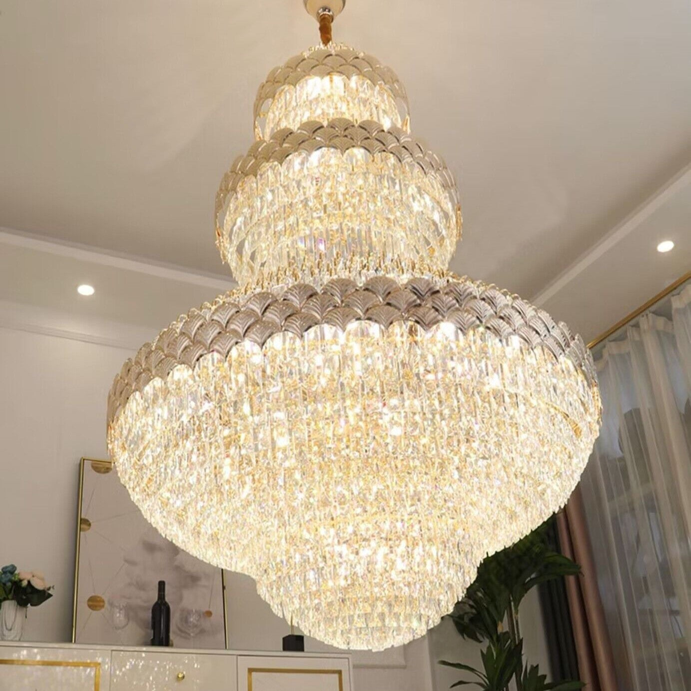 Extra Large Multi-layers Gold Luxury Crystal Chandelier Modern Empire Decrative Crystal Light