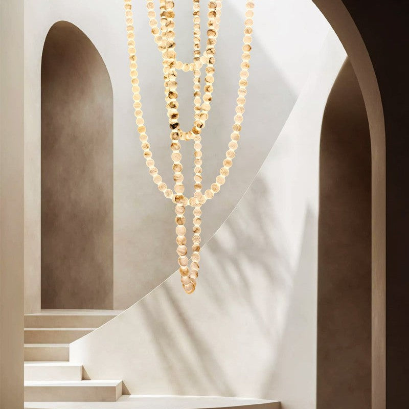Modern LED Natural Alabaster Globes Beads Hanging Chandelier Indoor Lighting Fixture