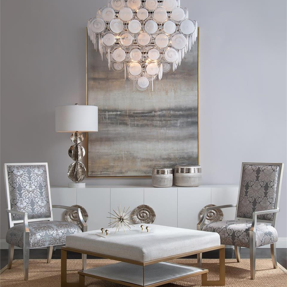 Glass Medallion Eighteen-Light Chandelier