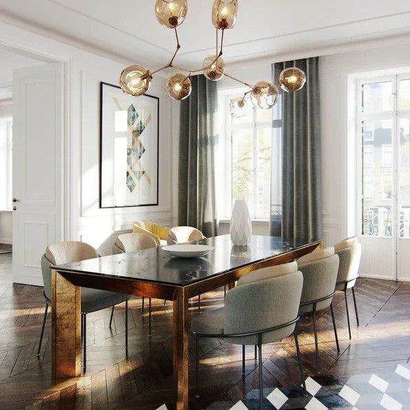 Modern Sputnik Smoky Gray/Amber Glass Branch Chandelier for Kitchen Island/Dining Room