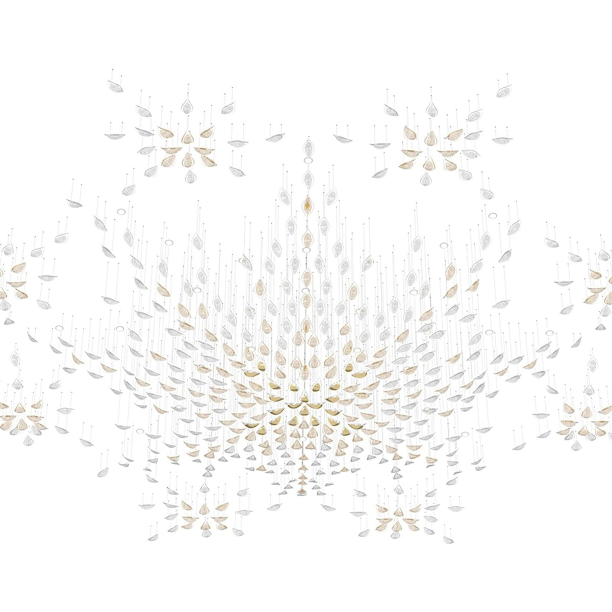 Floating Leaves Meteor Shower Crystal Spiral Chandelier
