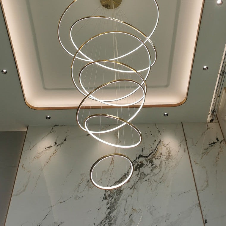 WOMO Large Tiered Ring LED Foyer Chandelier-WM2160