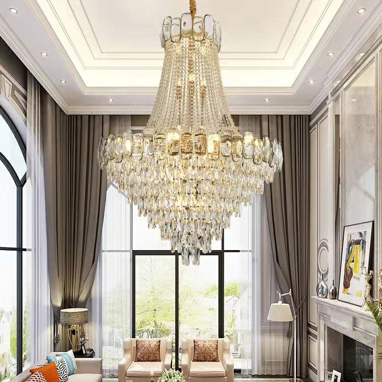 Foyer Staircase Chandelier Luxury K9 Crystal Ceiling Light