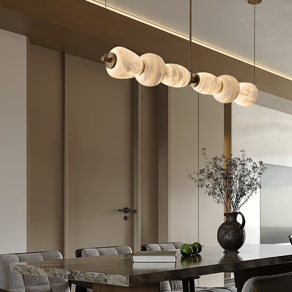 Alabaster Pebble Linear Chandelier