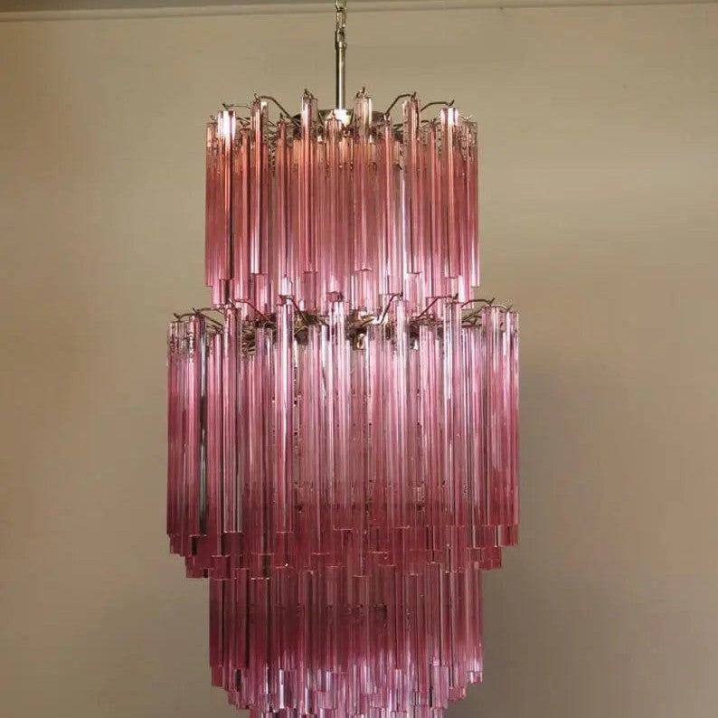 Murano Chandelier – Triedri – Pink – 242 prisms