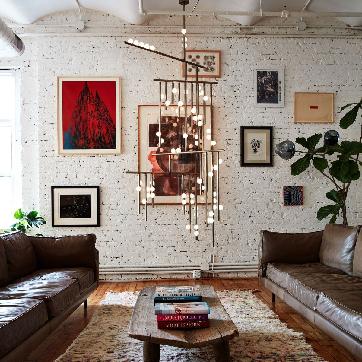 Brass Glass Drop Chandelier