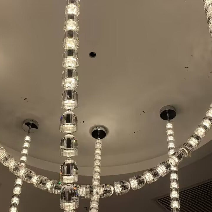 Modern Crystal Bullet Necklace Chain Chandelier for Living Room/Staircase/Foyer/Hotel/Restaurant