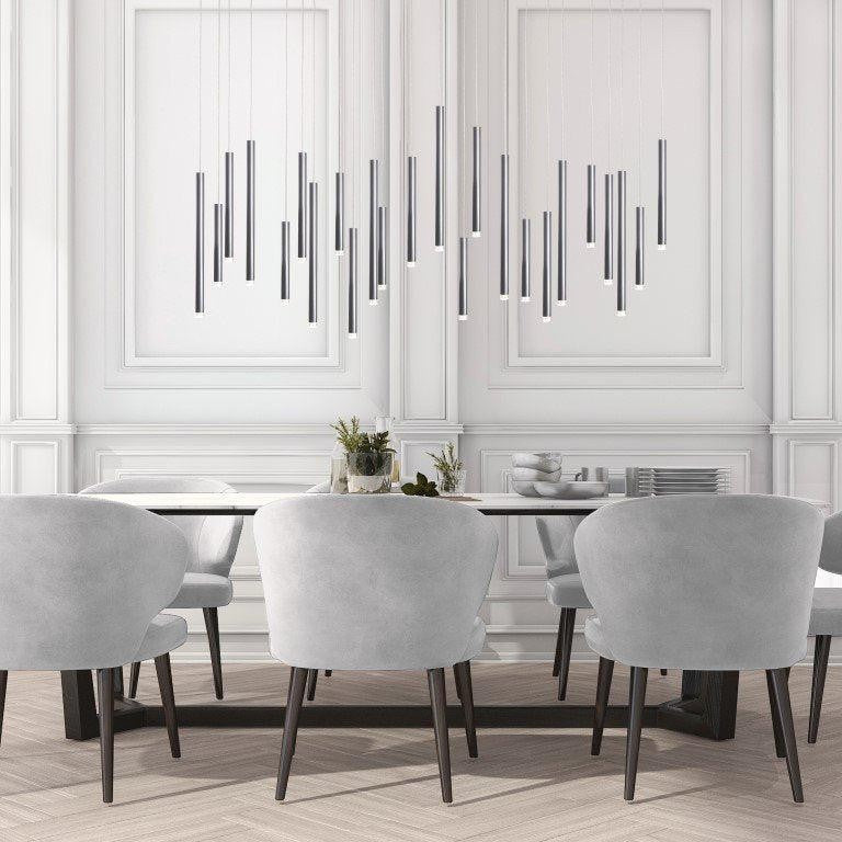 Bellini Rectangular Tri-Tone Tubular Pendant Light Chandelier