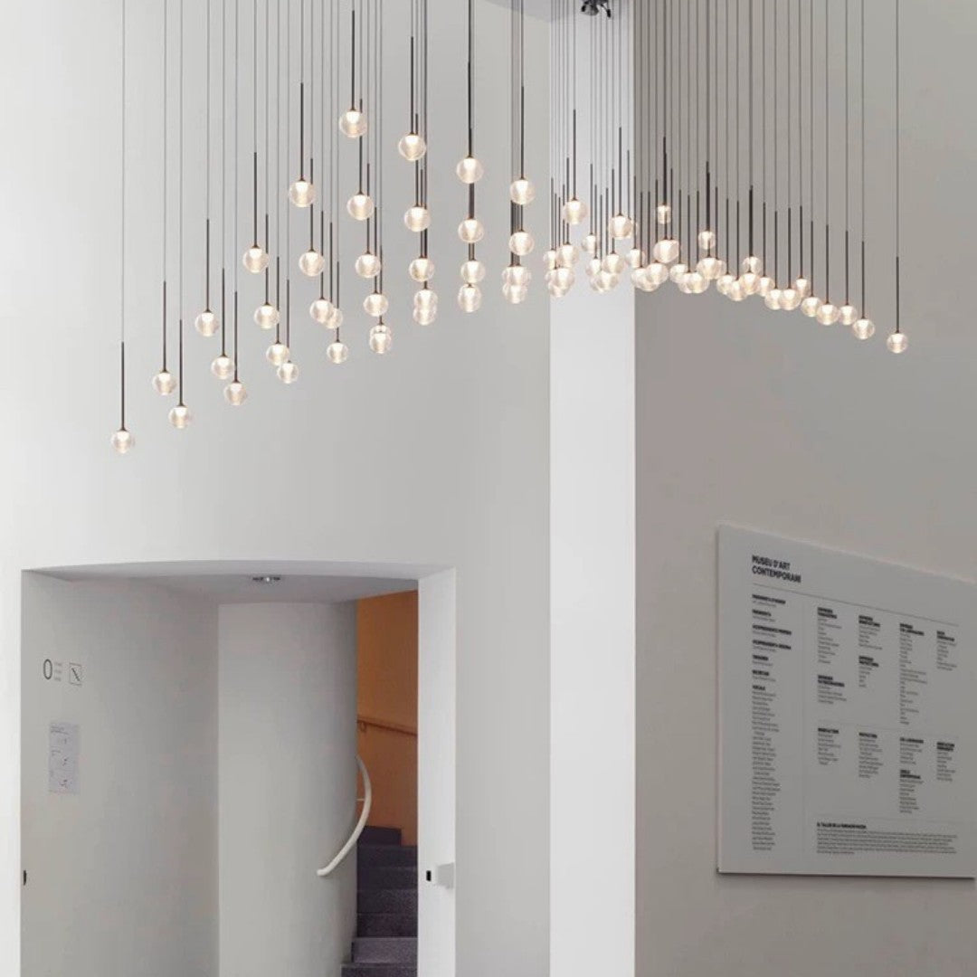 Nordic Minimalist Clear Ribbed Glass Globe Pendant Light