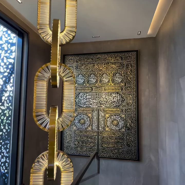 Luxury Crystal and Metal Chain Pendant Chandelier for High Ceilings with Modern Finish