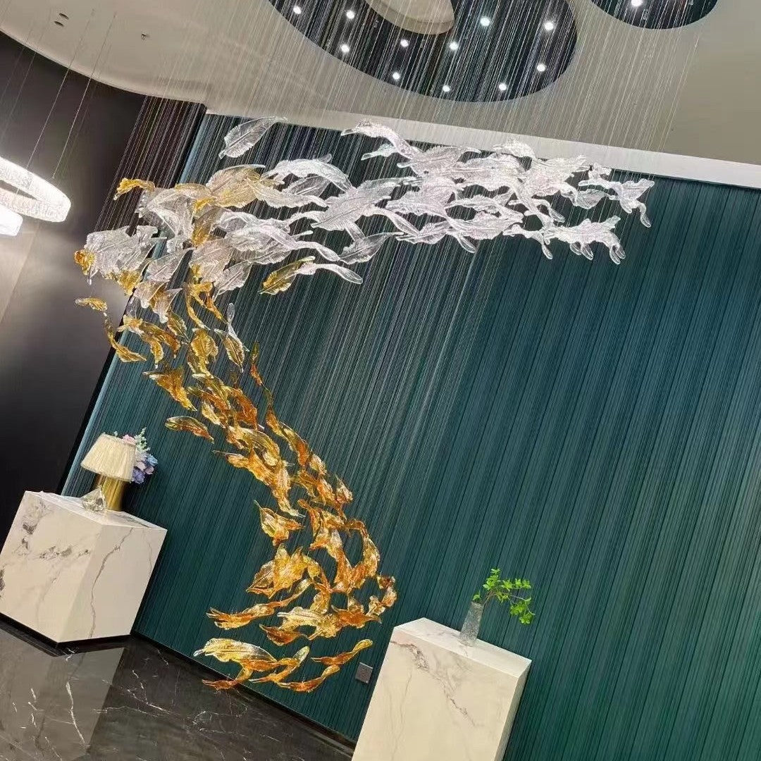 Galaxy Glass Feathers Flying Chandelier