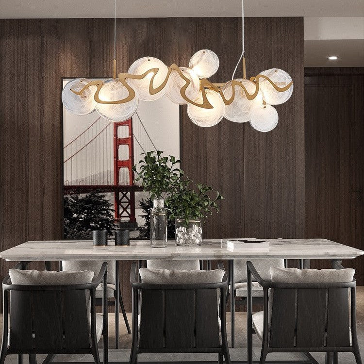 Post-modern Light Luxury Minimalist Round Glass Cluster Chandelier for Dining/Living Room/Bedroom