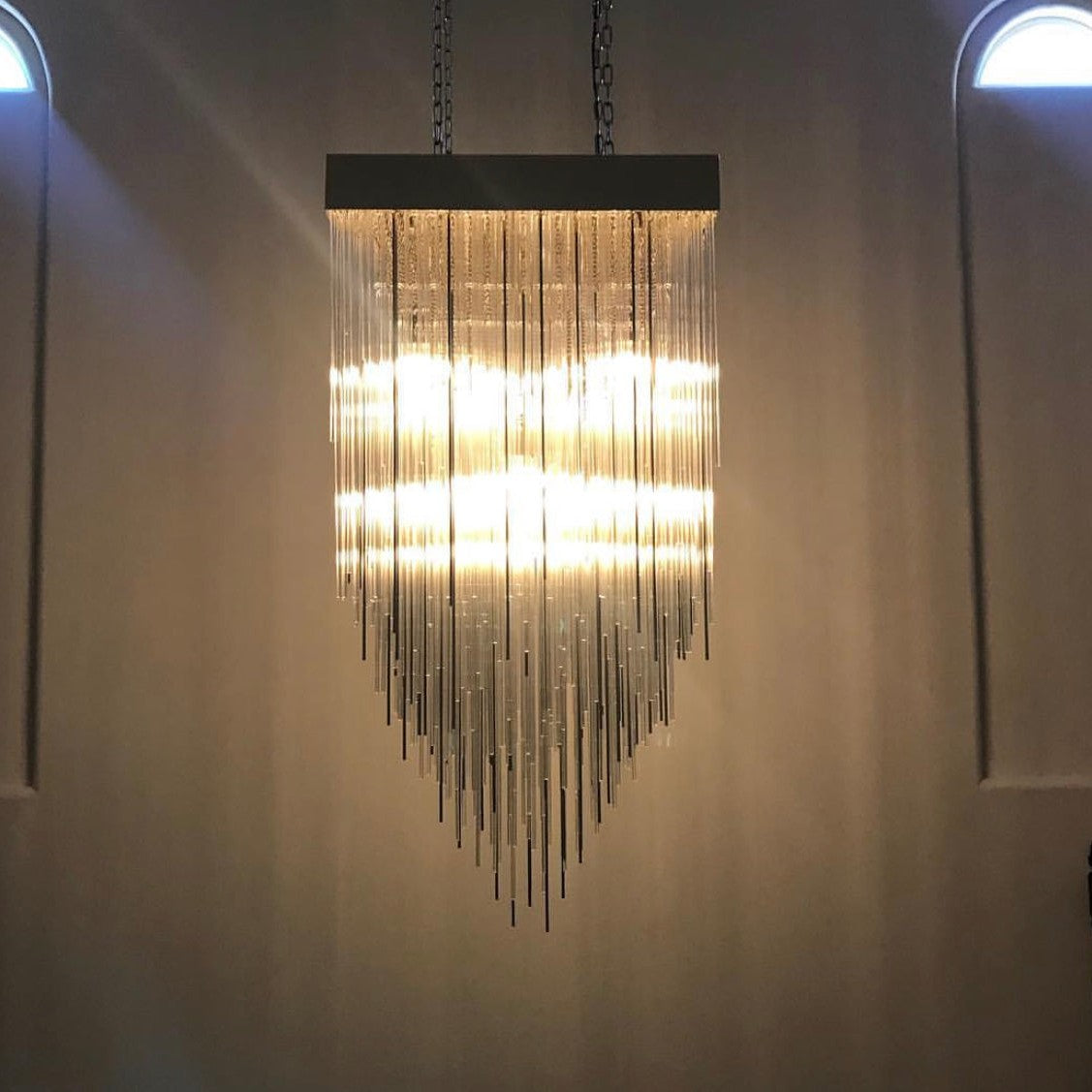 Cascade Glass Rectangular Chandelier 54"