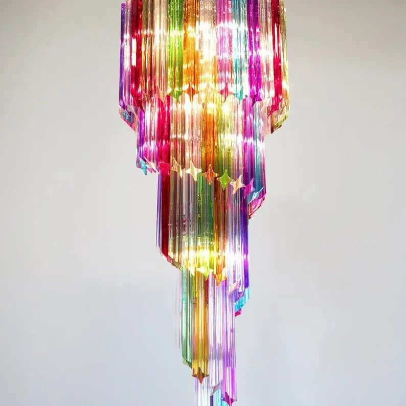 Murano chandelier – Spiral – 86 prisms – Multi
