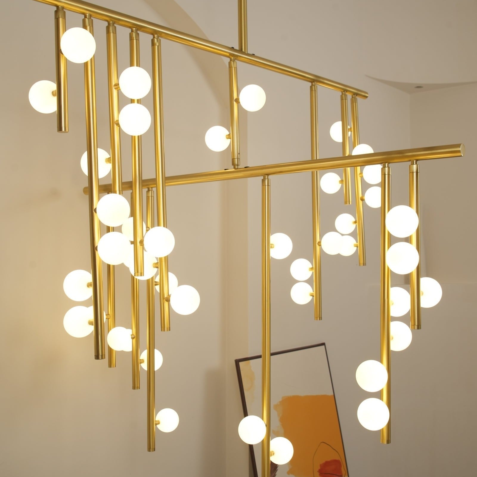 Brass Glass Drop Chandelier