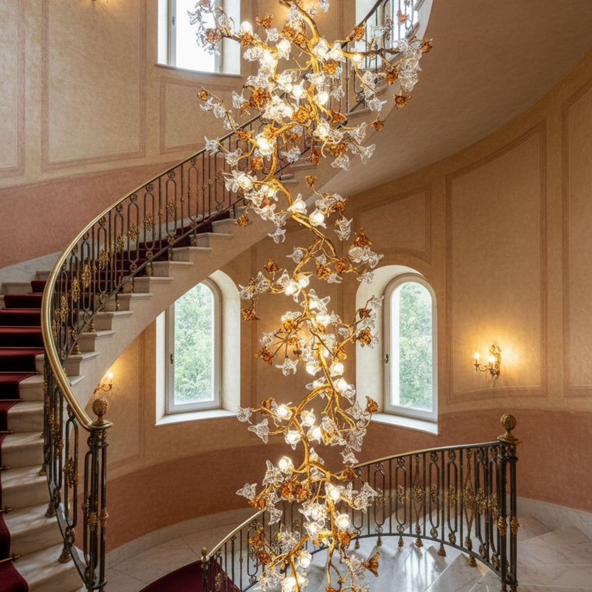 Brass Maple Branch Chandelier
