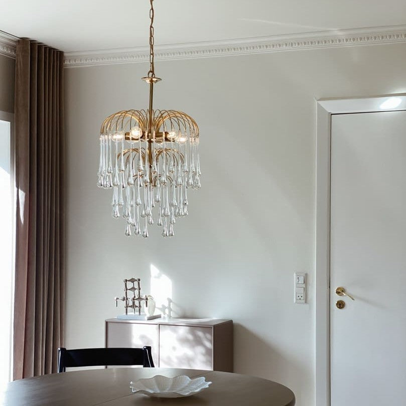 Vintage – Murano chandelier – Teardrop – 68 drops – Clear