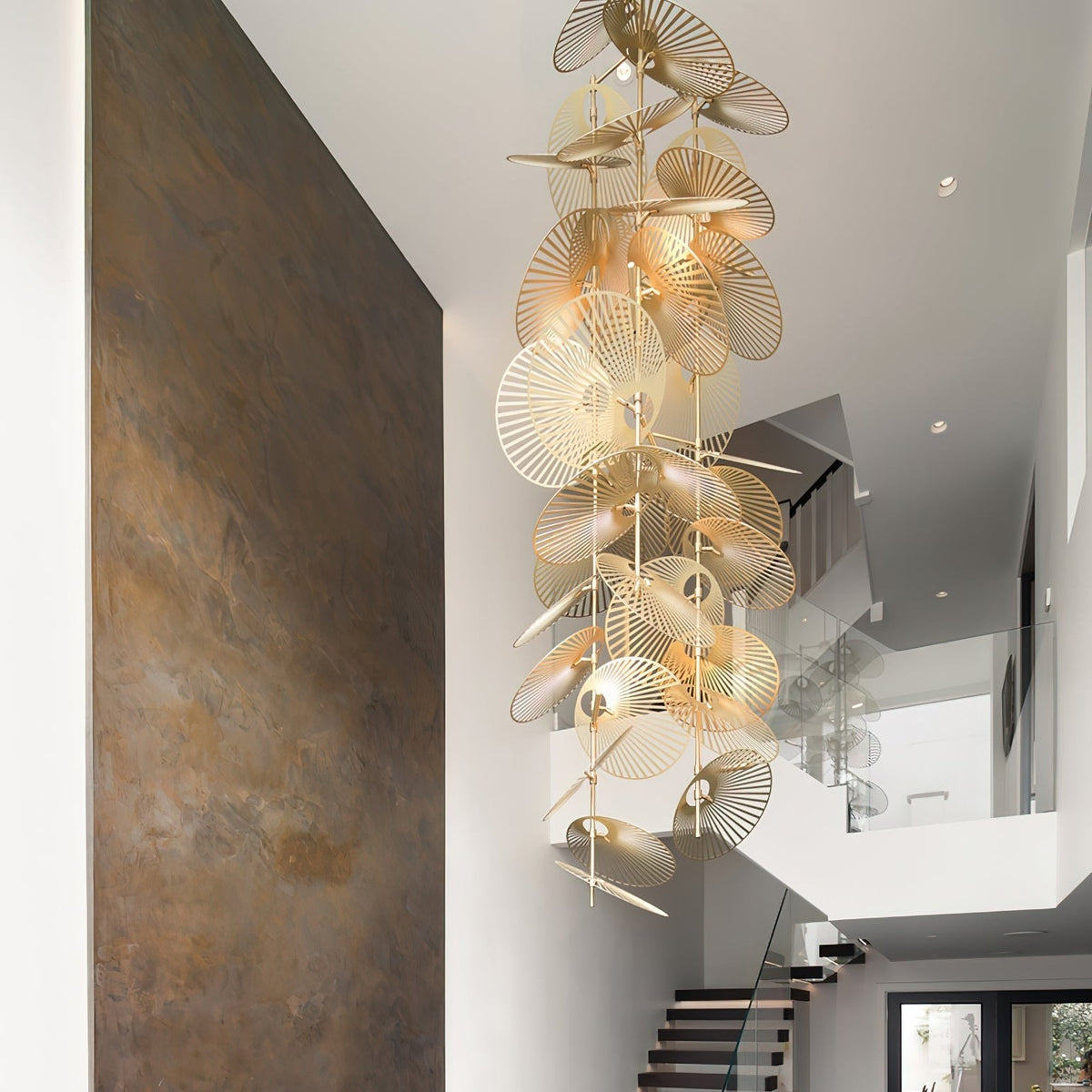 Cattail Leaf Meteor Shower Spiral Chandelier