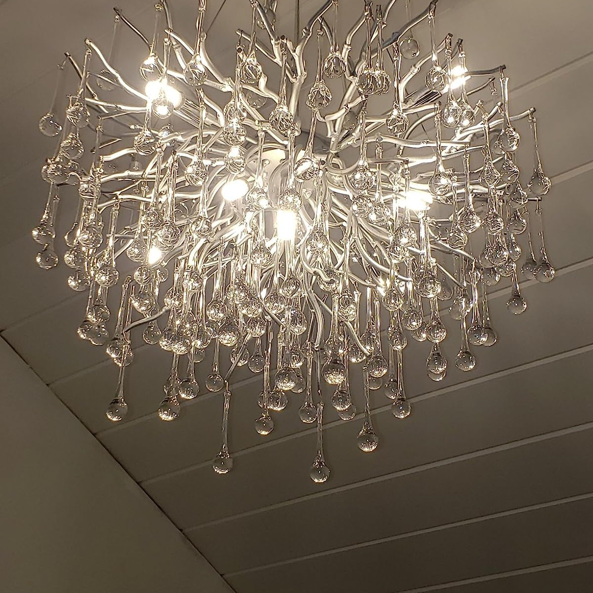 Stunning Tree Branch Crystal Chandelier with Clear Teardrop-shaped for Living/Dining Room