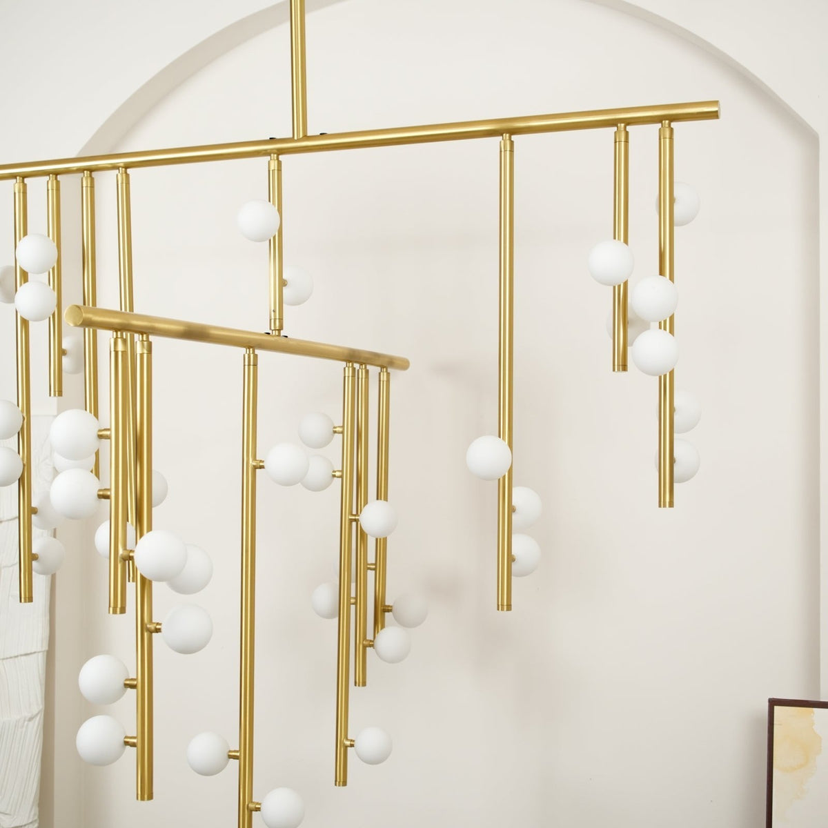 Brass Glass Drop Chandelier