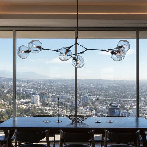 Modern Sputnik Smoky Gray/Amber Glass Branch Chandelier for Kitchen Island/Dining Room