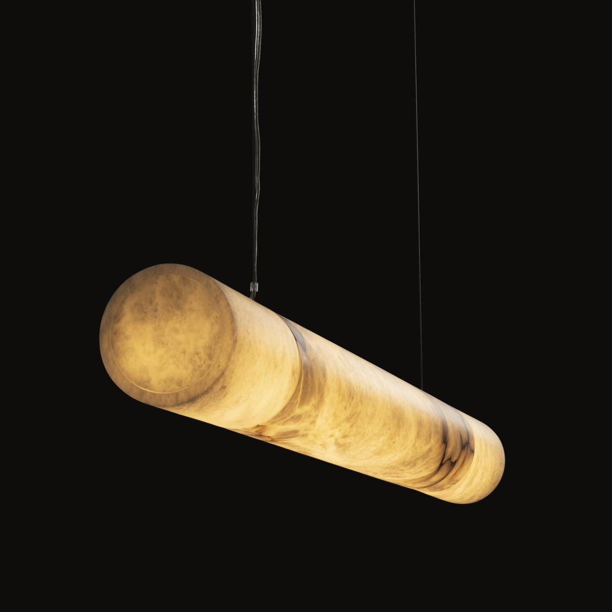 Cylindrical Alabaster Linear Chandelier